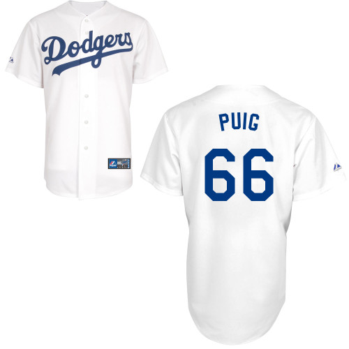 Yasiel Puig #66 MLB Jersey-L A Dodgers Men's Authentic Home White Baseball Jersey